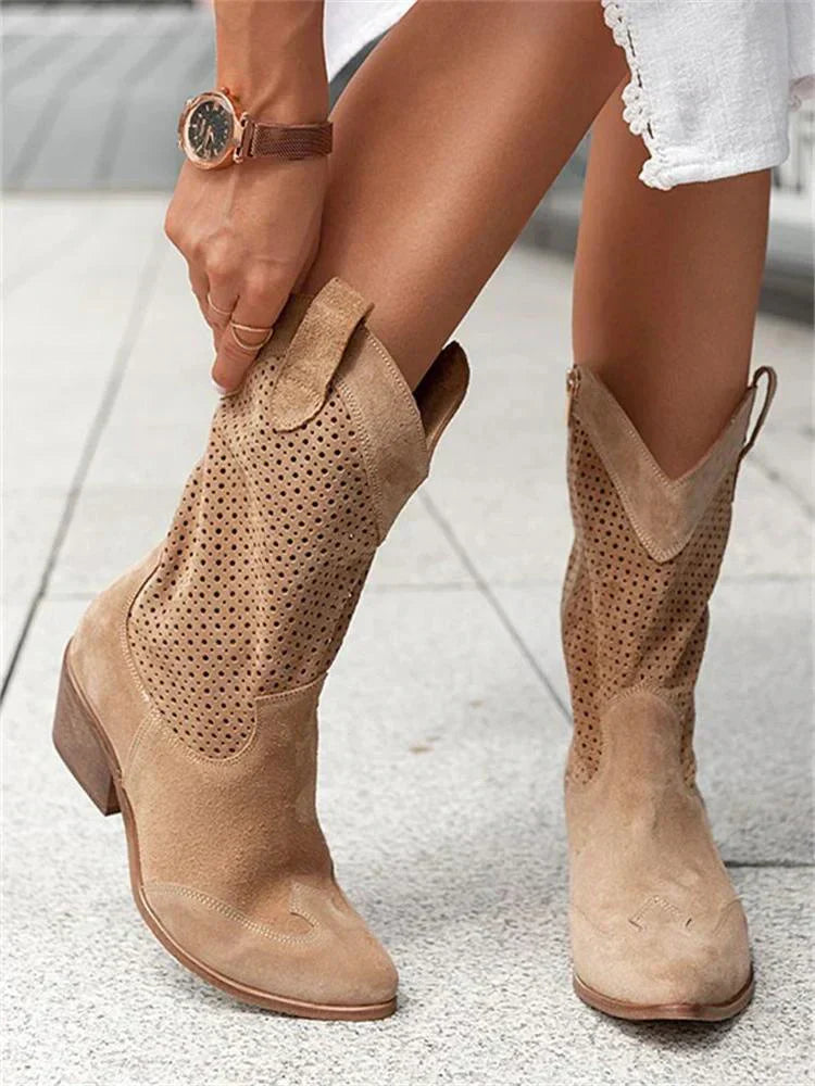 Bottes de Cowboy Chic et Respirantes Femme avec Zip