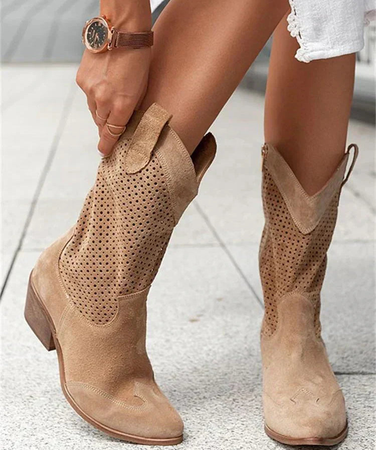 Bottes de Cowboy Chic et Respirantes Femme avec Zip