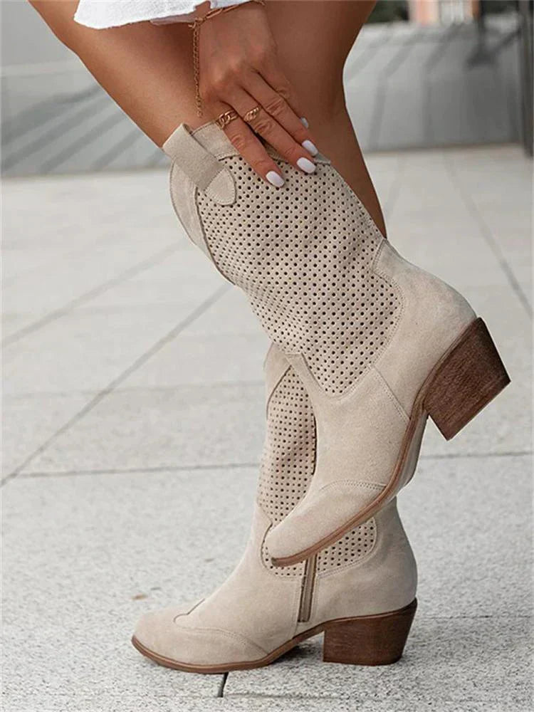 Bottes de Cowboy Chic et Respirantes Femme avec Zip