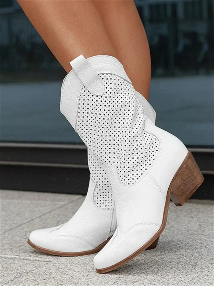Bottes de Cowboy Chic et Respirantes Femme avec Zip