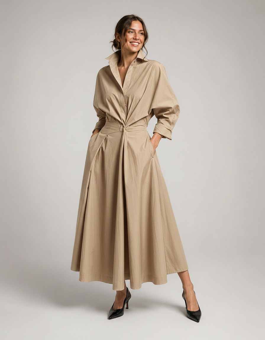 Robe-Chemise en Coton Féminine & Élégante
