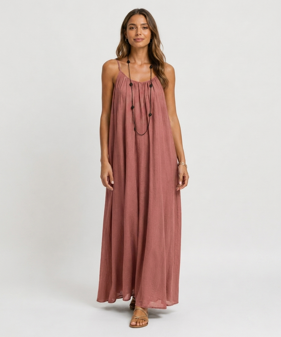 Robe Longue Sans Manches – Coupe Fluide Silhouette Maxi Pour le Quotidien