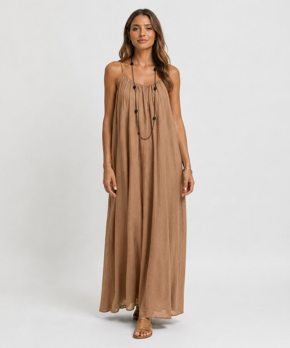 Robe Longue Sans Manches – Coupe Fluide Silhouette Maxi Pour le Quotidien