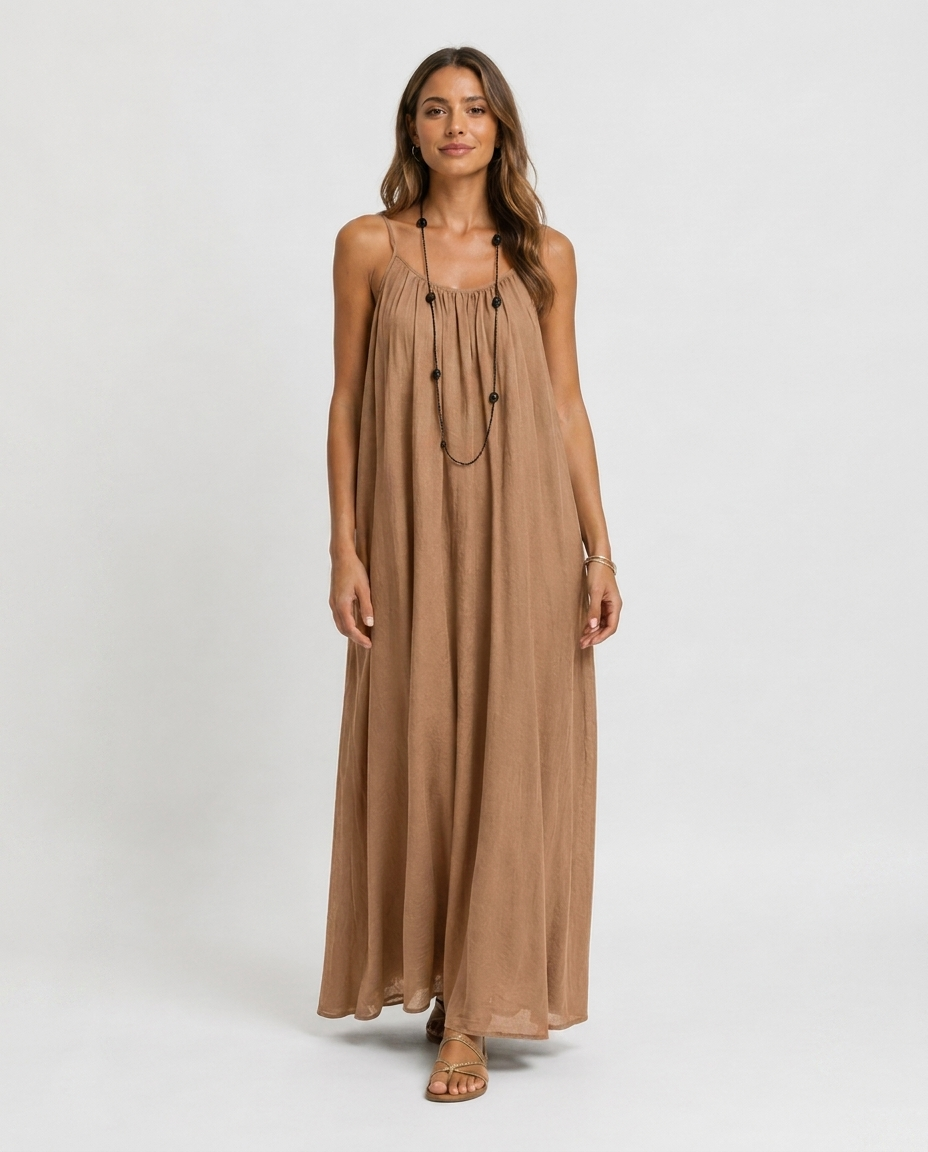 Robe Longue Sans Manches – Coupe Fluide Silhouette Maxi Pour le Quotidien