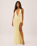 Robe Longue à Col V Profond – Dos Nu, Fentes Hautes, Pour Soirée et Vacances