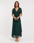 Robe Maxi à Col en V – Coupe Fluide, Taille Structurée Pour Soirée
