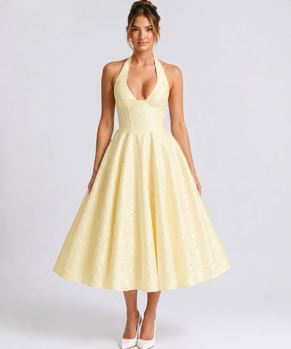 Robe Midi Sans Manches en Coton Mélangé – Coupe A-line, sans manches, pour le quotidien