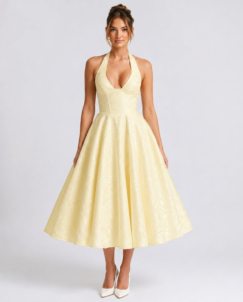 Robe Midi Sans Manches en Coton Mélangé – Coupe A-line, sans manches, pour le quotidien
