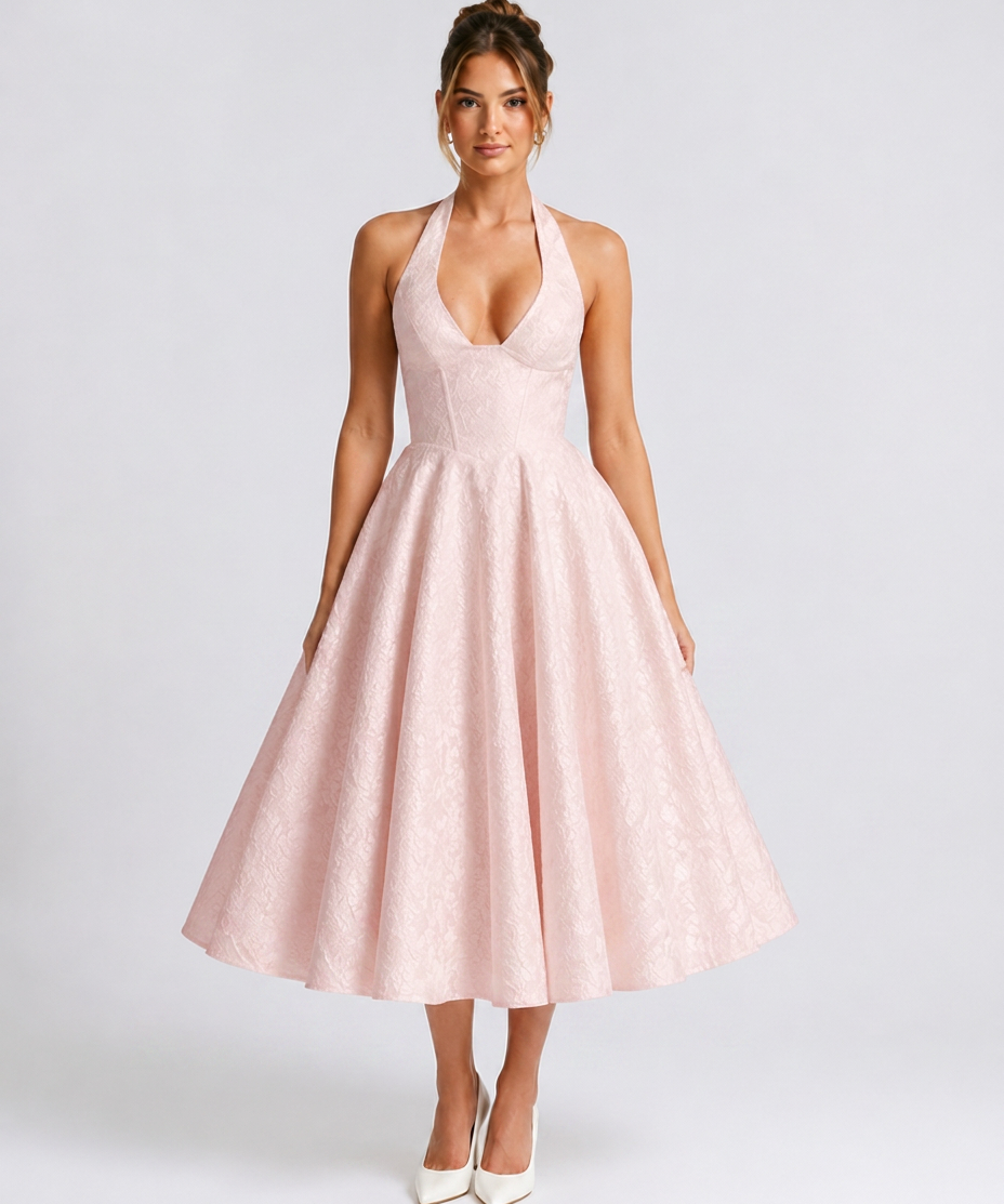 Robe Midi Sans Manches en Coton Mélangé – Coupe A-line, sans manches, pour le quotidien