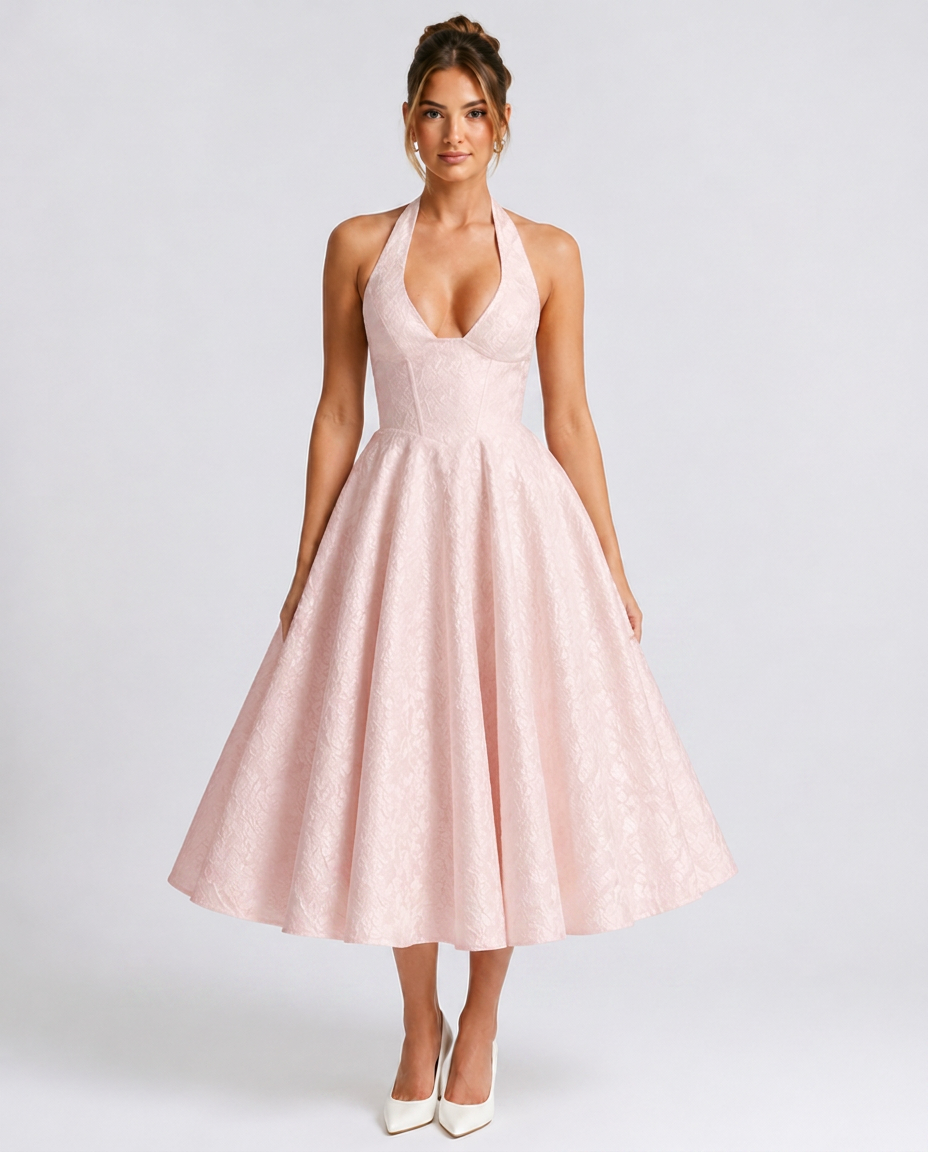 Robe Midi Sans Manches en Coton Mélangé – Coupe A-line, sans manches, pour le quotidien