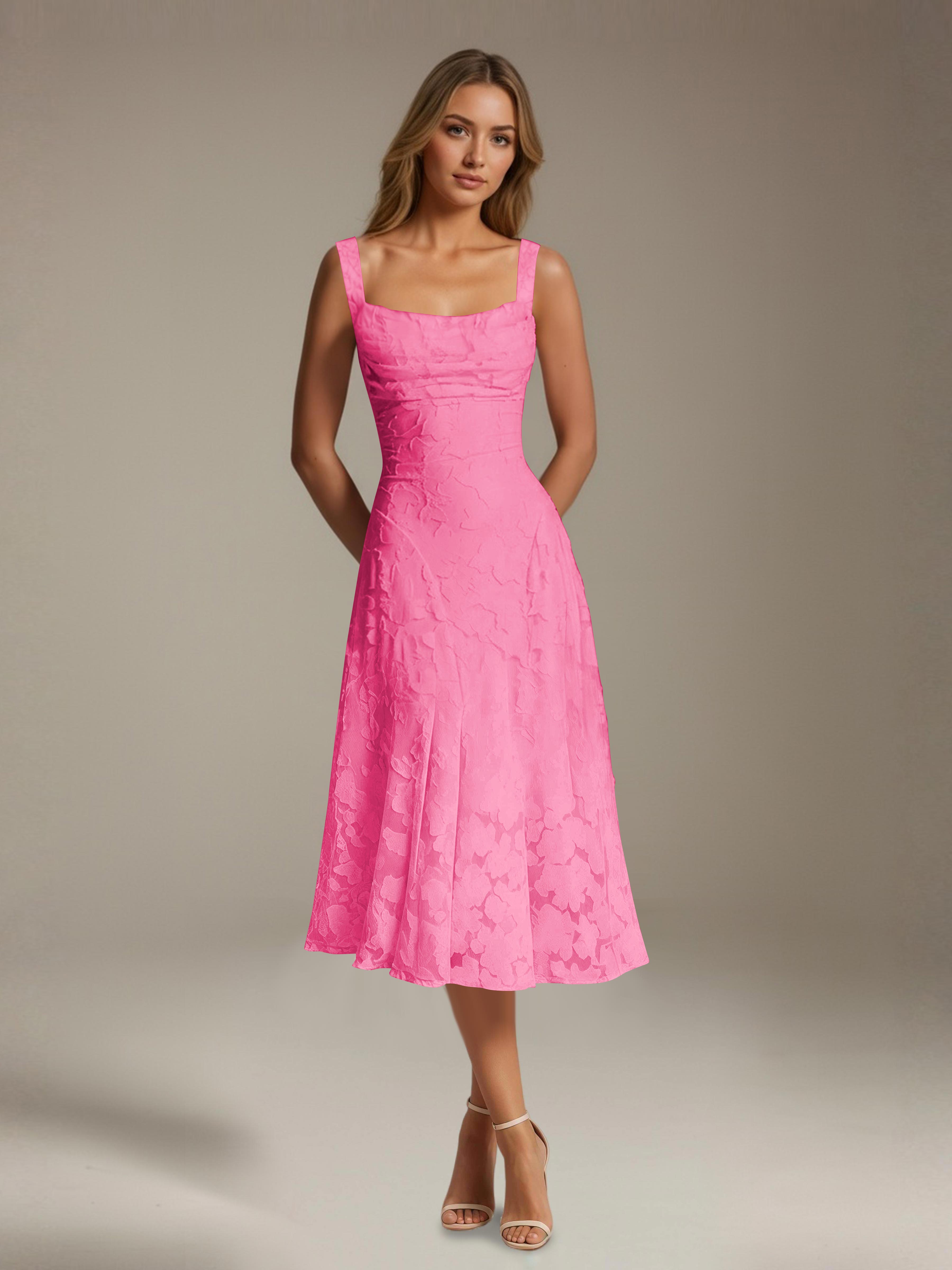 Robe Longue en Dentelle Col Carré Img 