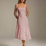 Robe Longue en Dentelle Col Carré Img 13