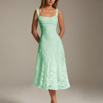 Robe Longue en Dentelle Col Carré Img 22