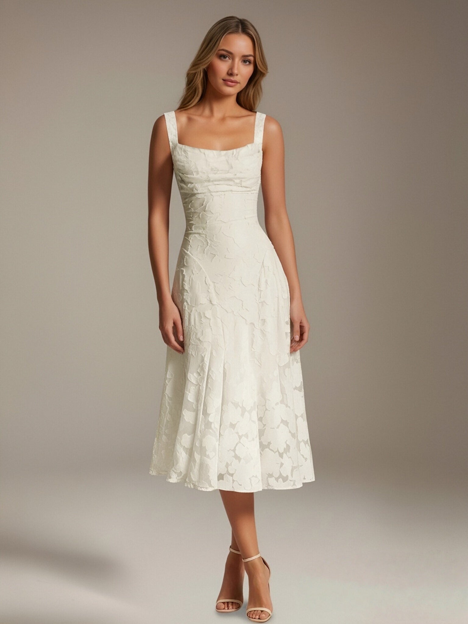 Robe Longue en Dentelle Col Carré Img 32