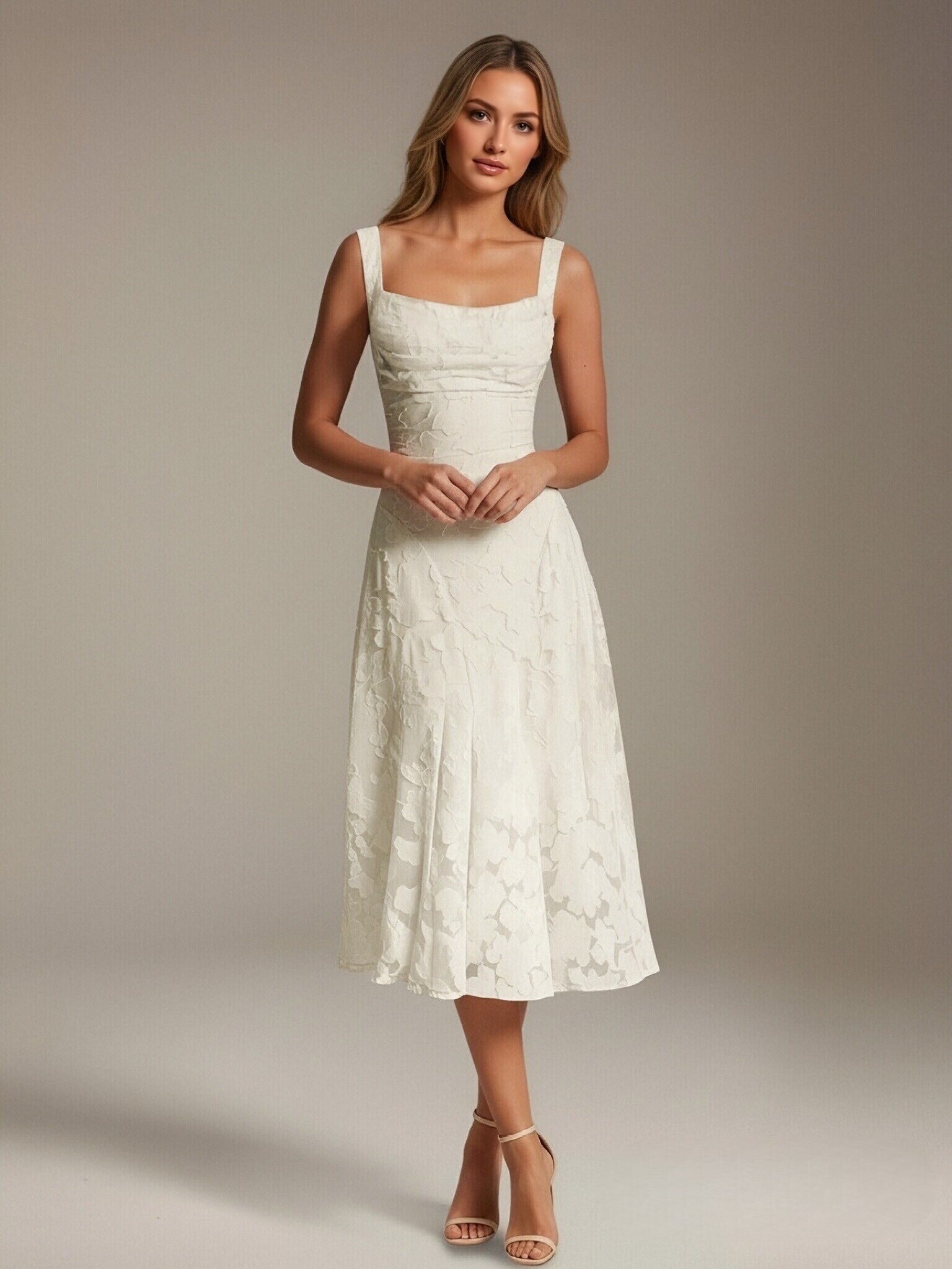 Robe Longue en Dentelle Col Carré Img 33