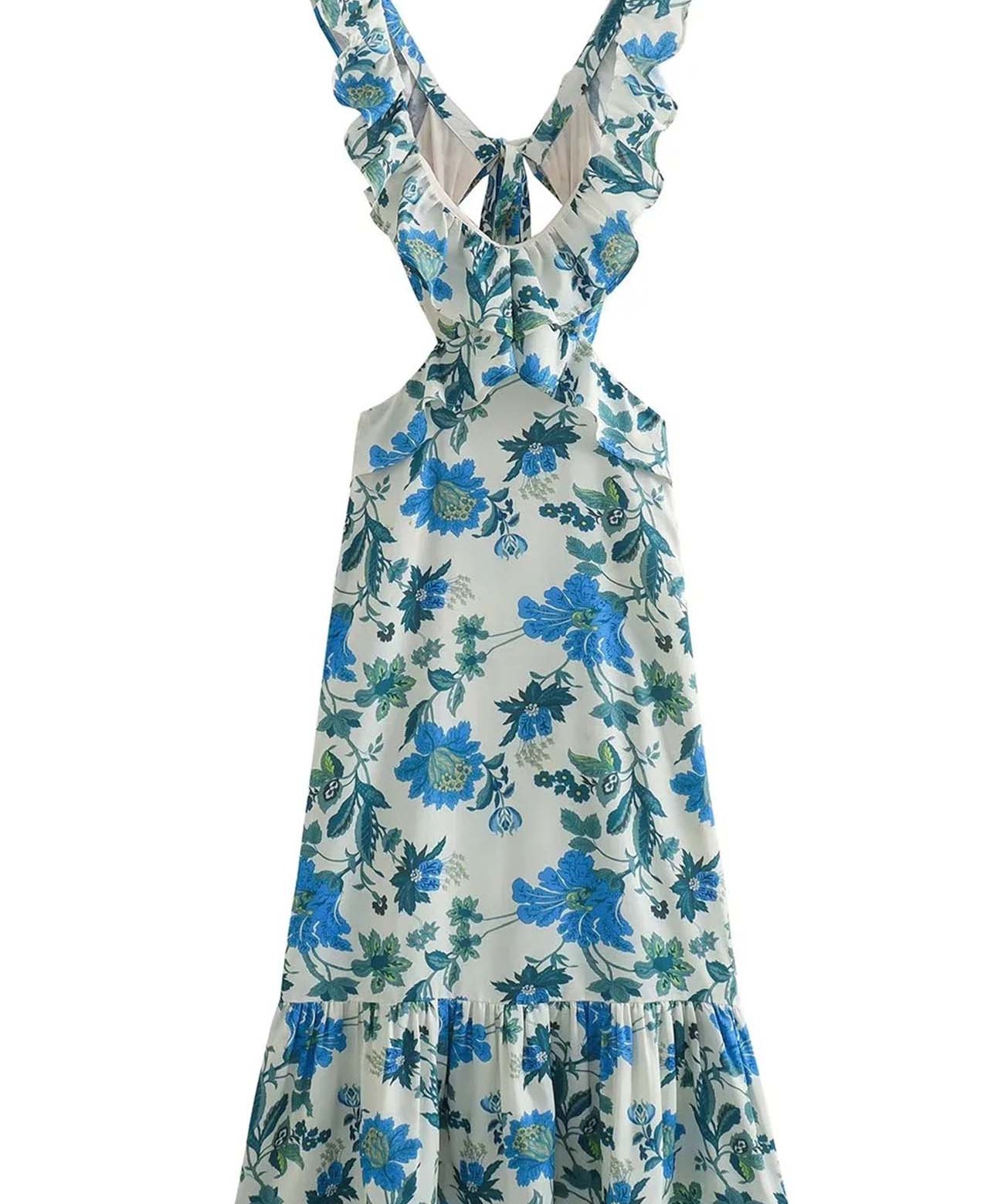 Robe Maxi Col V - Silhouette Fluide à Bretelles Élégantes