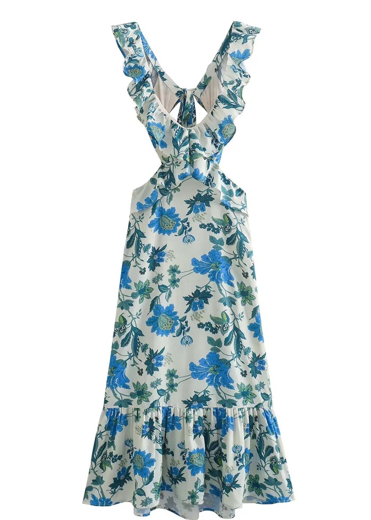 Robe Maxi Col V - Silhouette Fluide à Bretelles Élégantes
