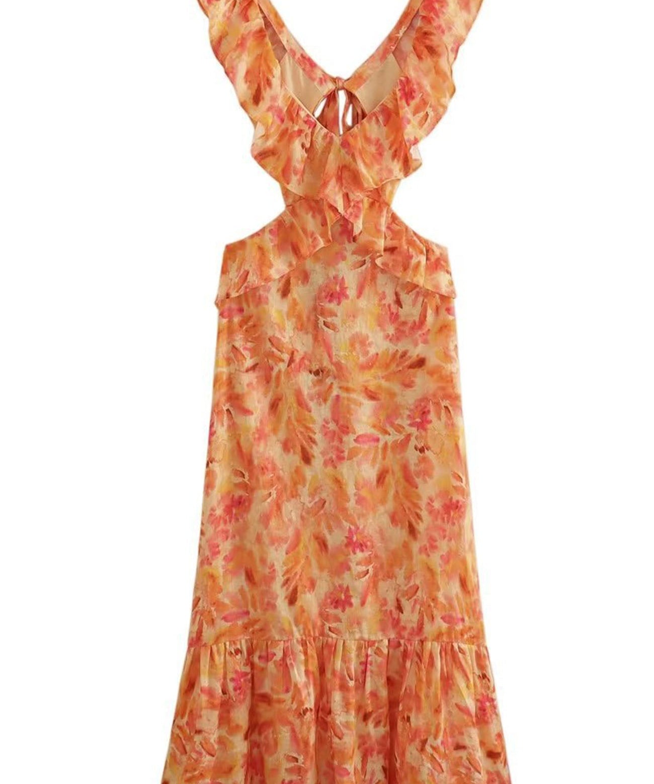 Robe Maxi Col V - Silhouette Fluide à Bretelles Élégantes