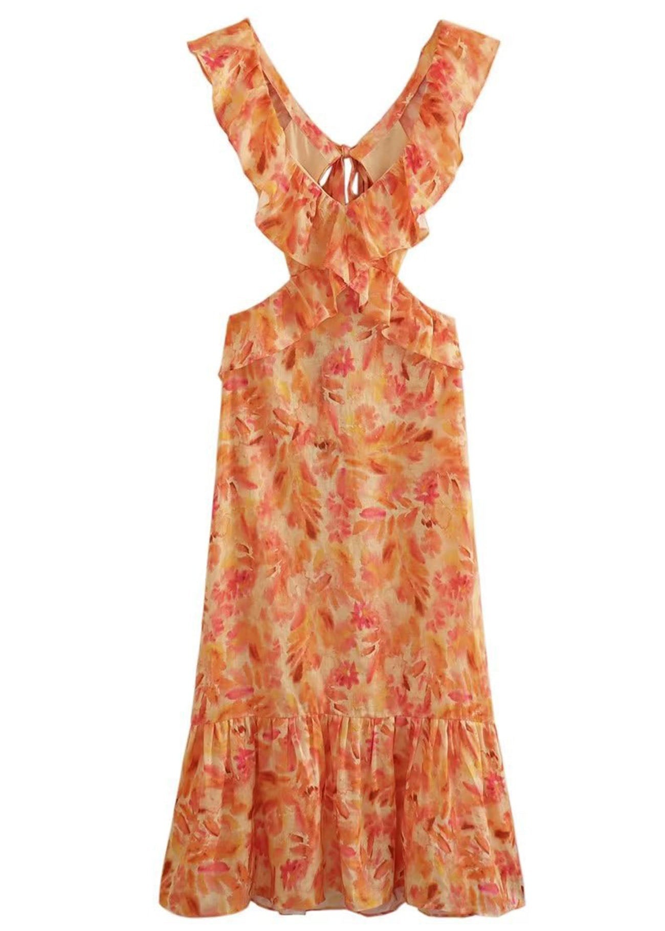 Robe Maxi Col V - Silhouette Fluide à Bretelles Élégantes