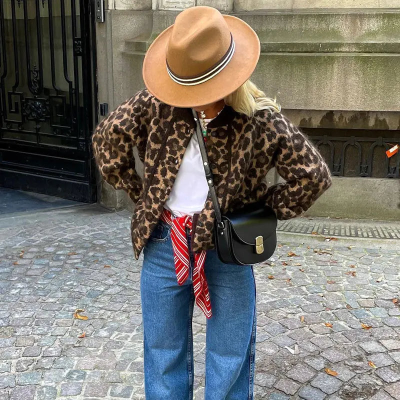 Gilet en Tricot Léopard Élégant pour Femmes