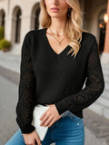 Pull femme en maille à col en V chic et intemporel