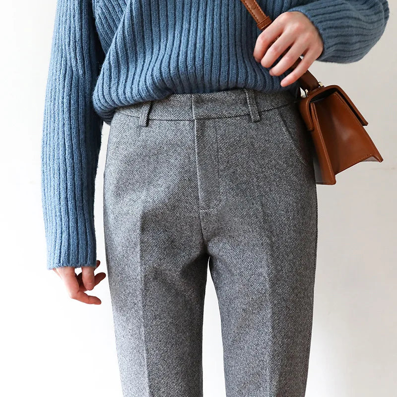 Pantalons en Laine à Chevrons Colette