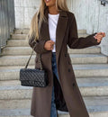 Manteau Long Féminin à Col Revers & Boutonnage Élégant