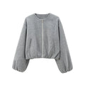 Veste Bomber Grise Femme au Style Décontracté et Confortable