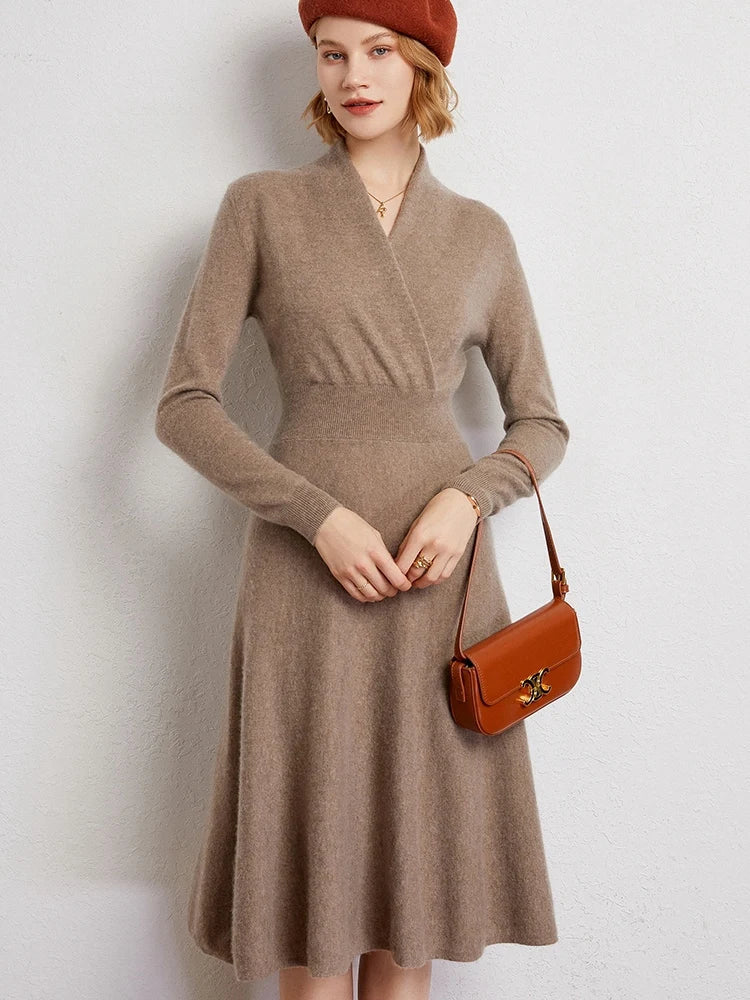 Robe portefeuille en cachemire ultra-doux
