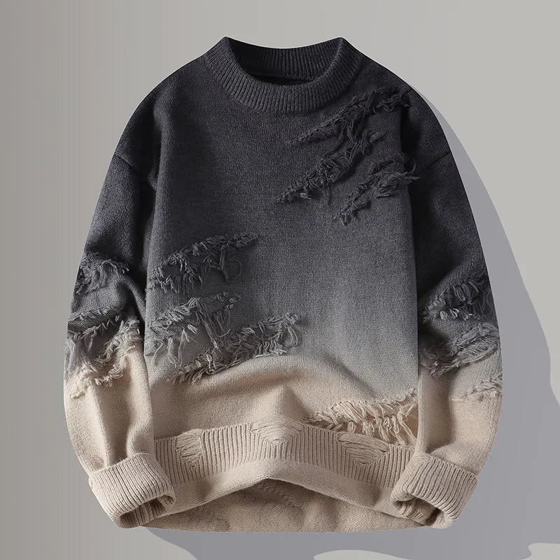 Pull Distressé Corvin pour Homme – Style Urbain Texturé