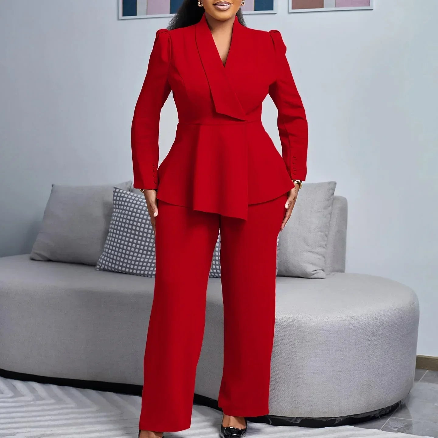 Ensemble de Costume Féminin – Blazer Long Taillé & Élégance Formelle