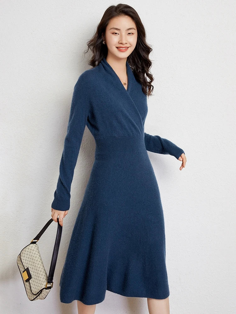 Robe portefeuille en cachemire ultra-doux