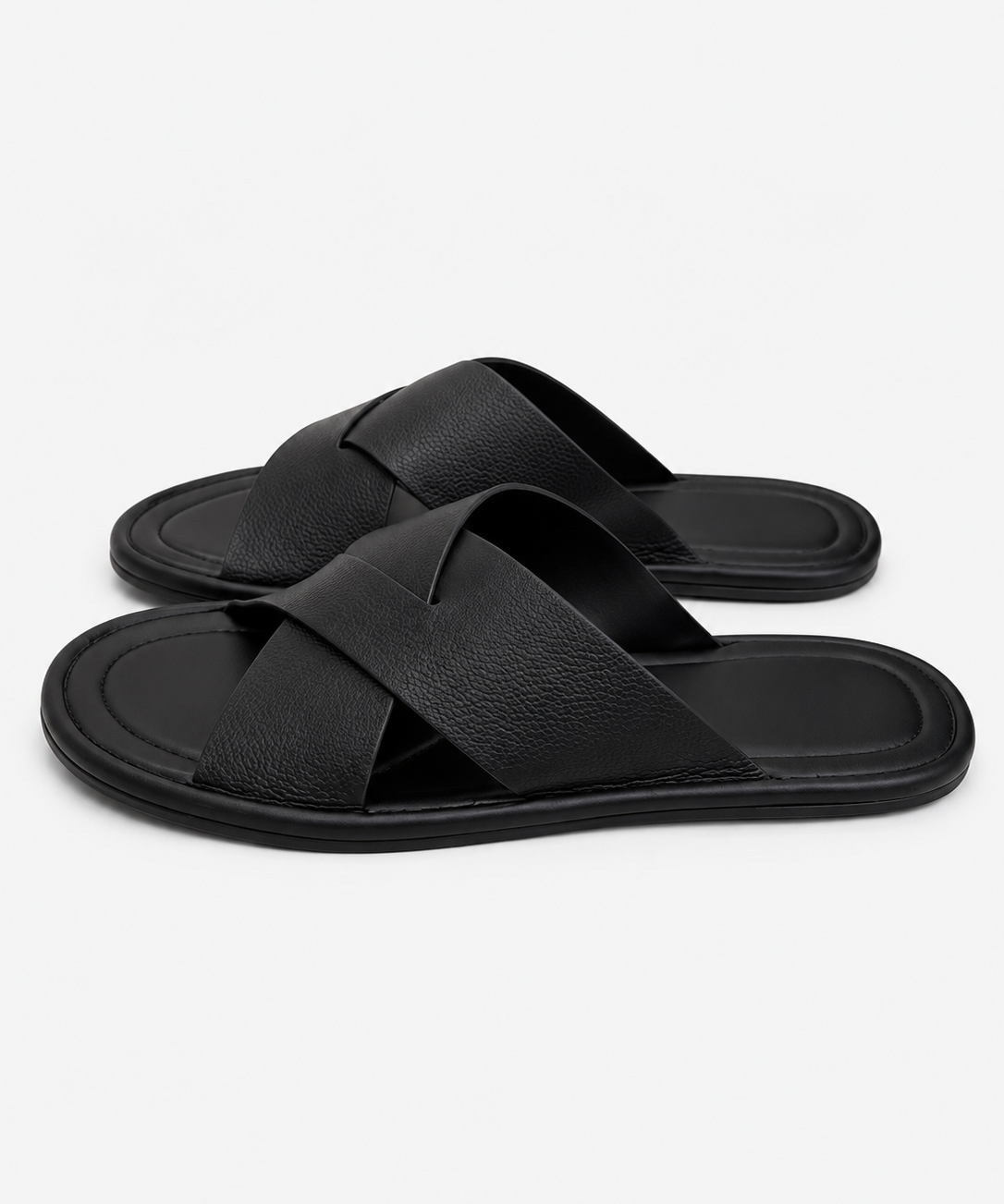 Sandales Plates en Cuir Véritable – Brides Croisées, Enfiler, Pour le Quotidien Estival