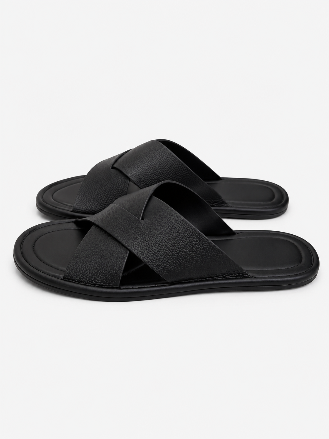 Sandales Plates en Cuir Véritable – Brides Croisées, Enfiler, Pour le Quotidien Estival