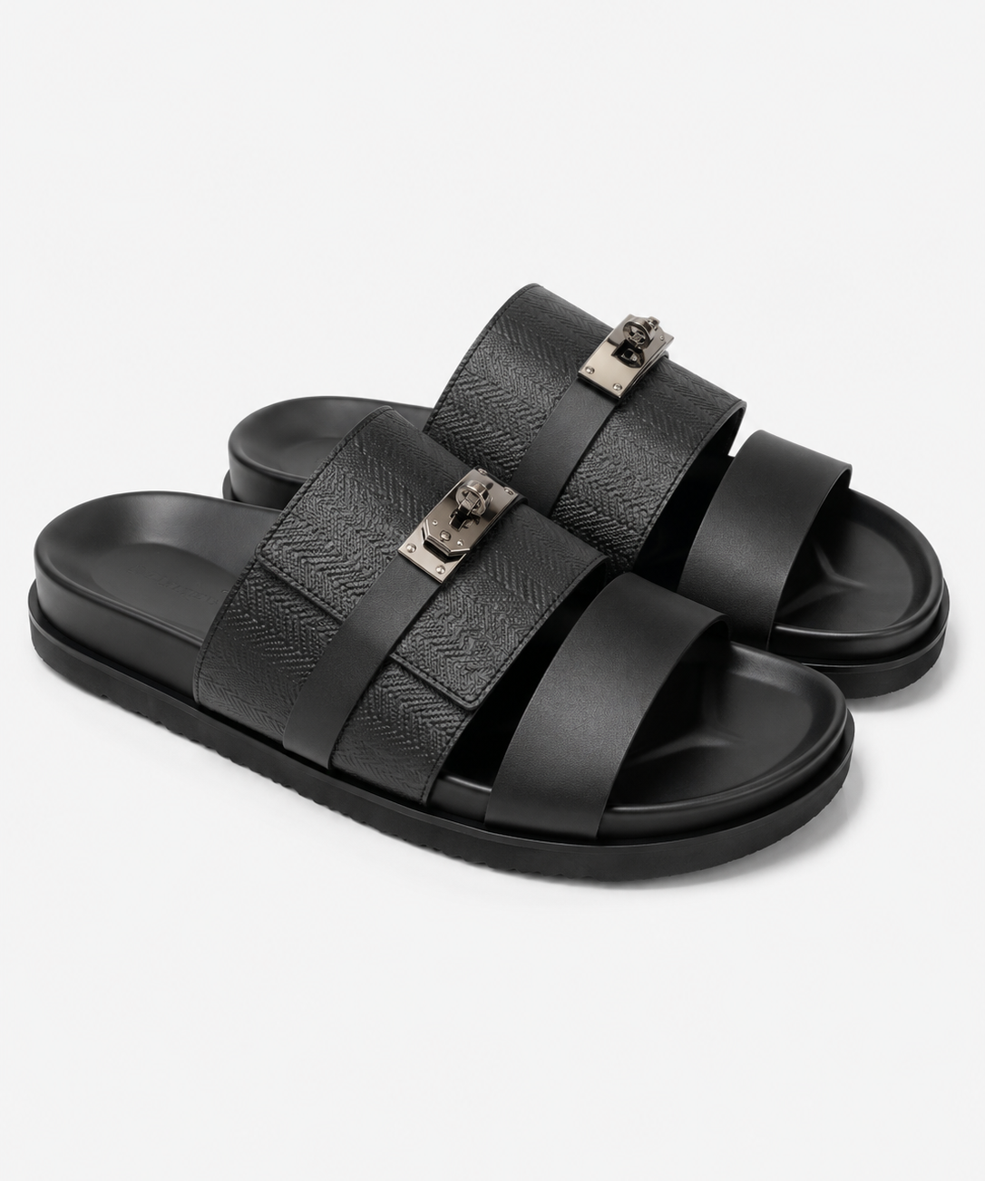 Sandales à Double Bride – Boucles Métalliques, Cuir Véritable, Confort pour l'Été