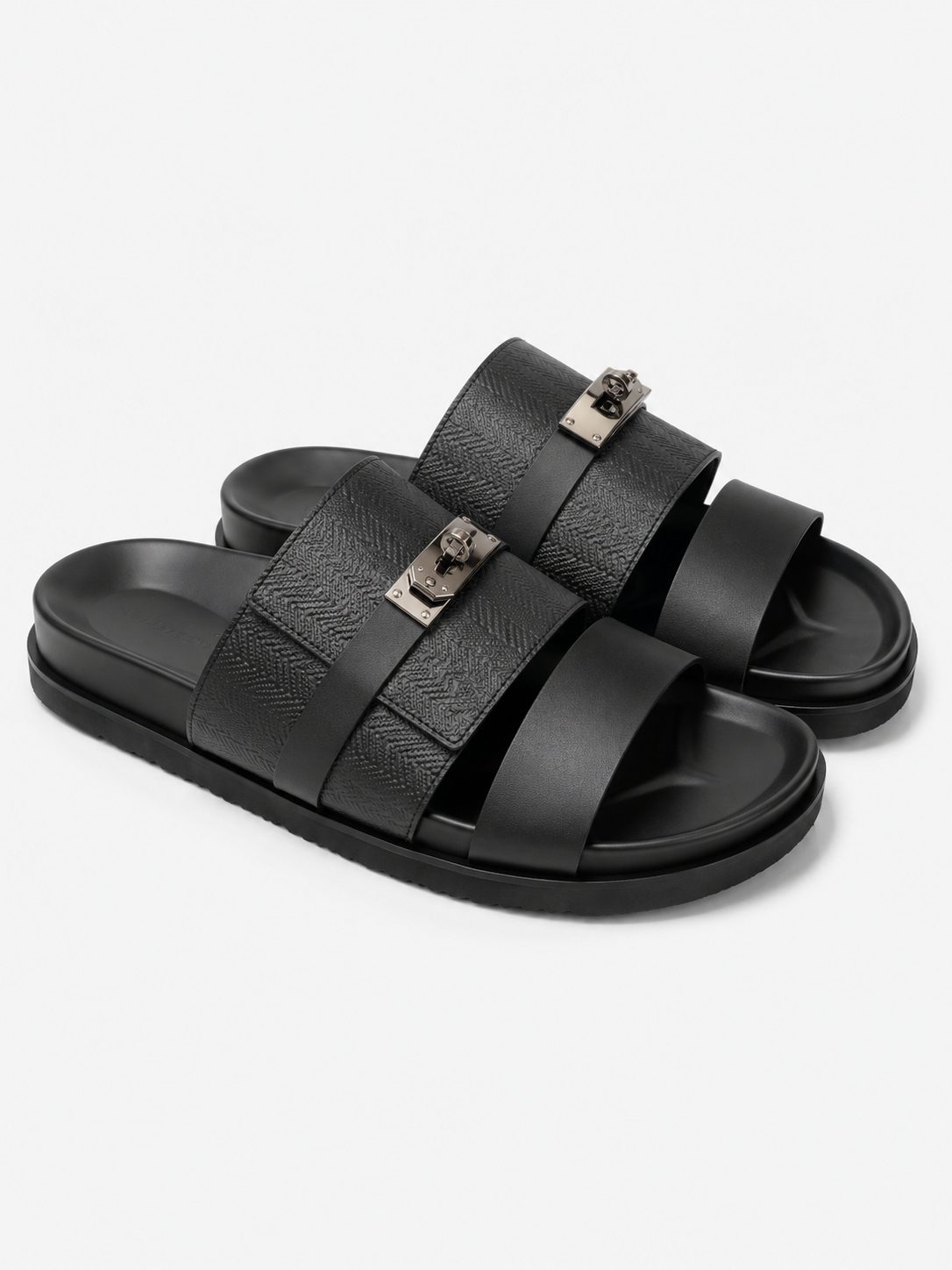 Sandales à Double Bride – Boucles Métalliques, Cuir Véritable, Confort pour l'Été