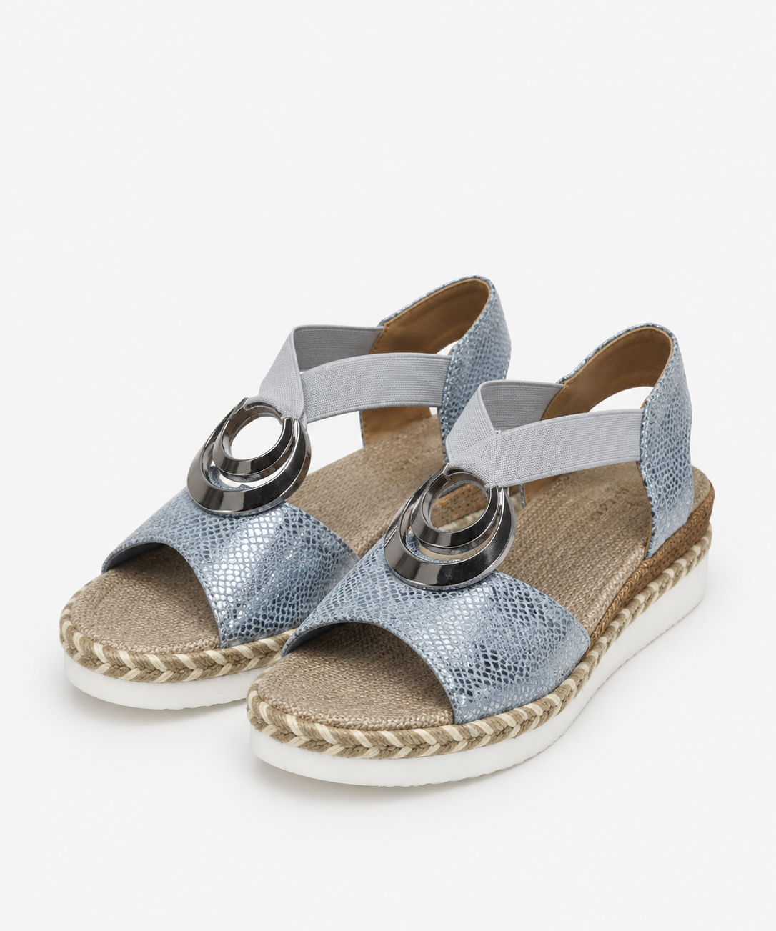 Sandales compensées pour femme – Motif serpent, plateforme stable, pour l'été