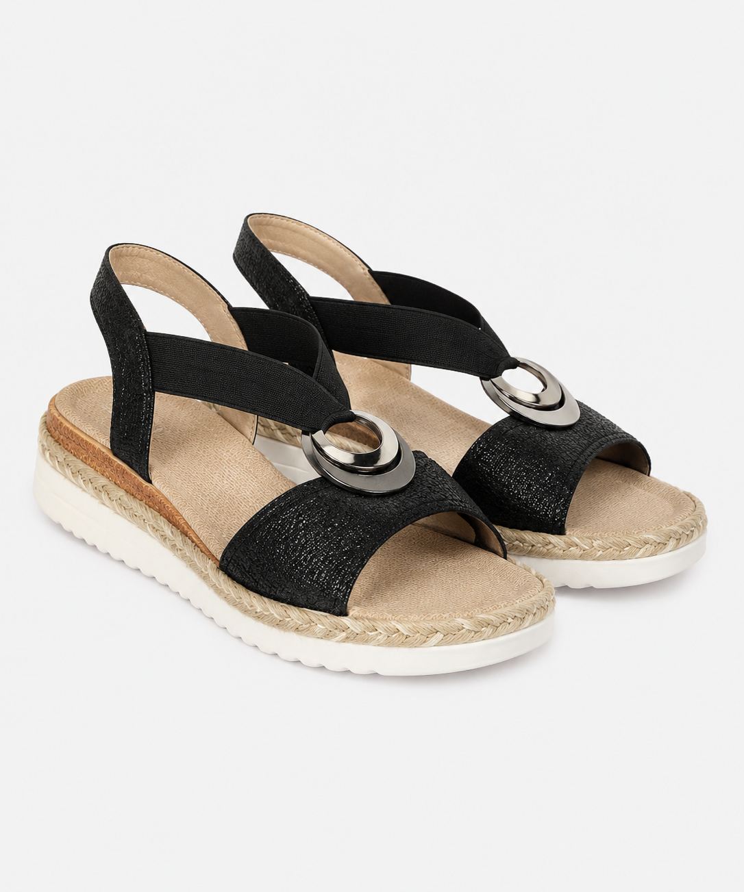 Sandales compensées pour femme – Motif serpent, plateforme stable, pour l'été