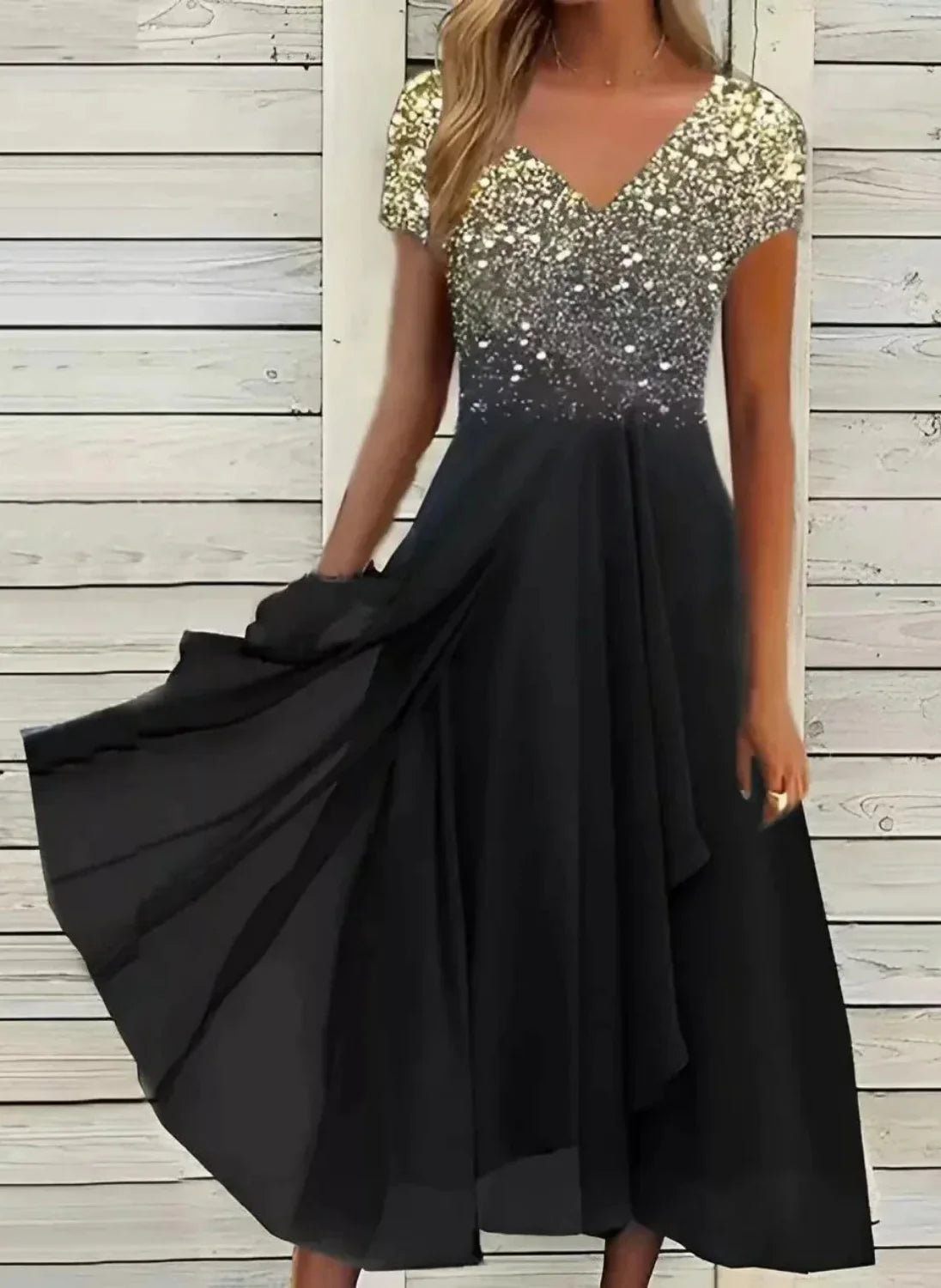 Robe de soirée maxi à paillettes pour femme, idéale pour mariages et cérémonies