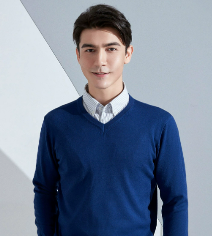 Pull Slim Fit en Merino à Col V