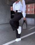 Pantalon Femme Taille Haute Coupe Ample