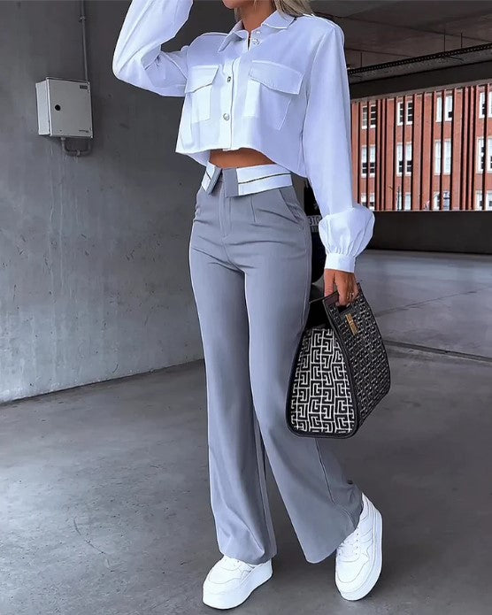 Pantalon Femme Taille Haute Coupe Ample