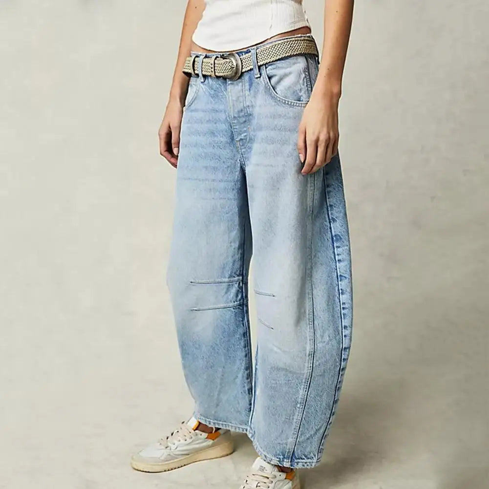 Jeans à Jambes en Baril pour Femmes