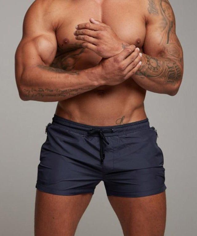 Short de bain avec filet – Taille ajustable, poches zippées, pour plage et piscine