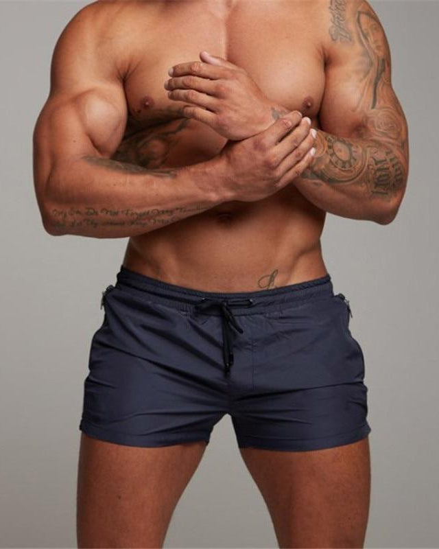 Short de bain avec filet – Taille ajustable, poches zippées, pour plage et piscine