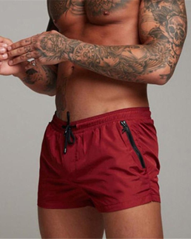 Short de bain avec filet – Taille ajustable, poches zippées, pour plage et piscine