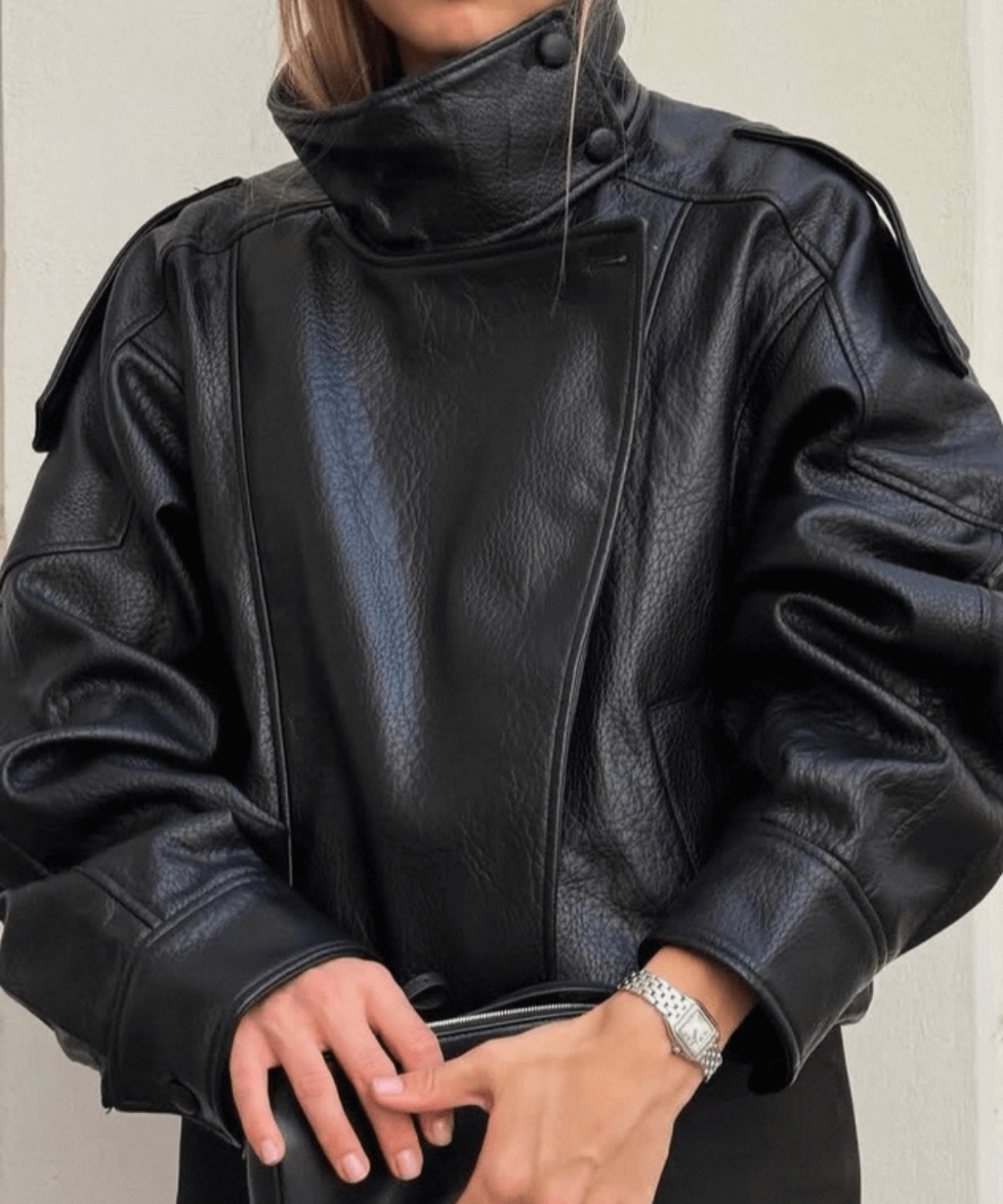 Veste en Cuir Asymétrique