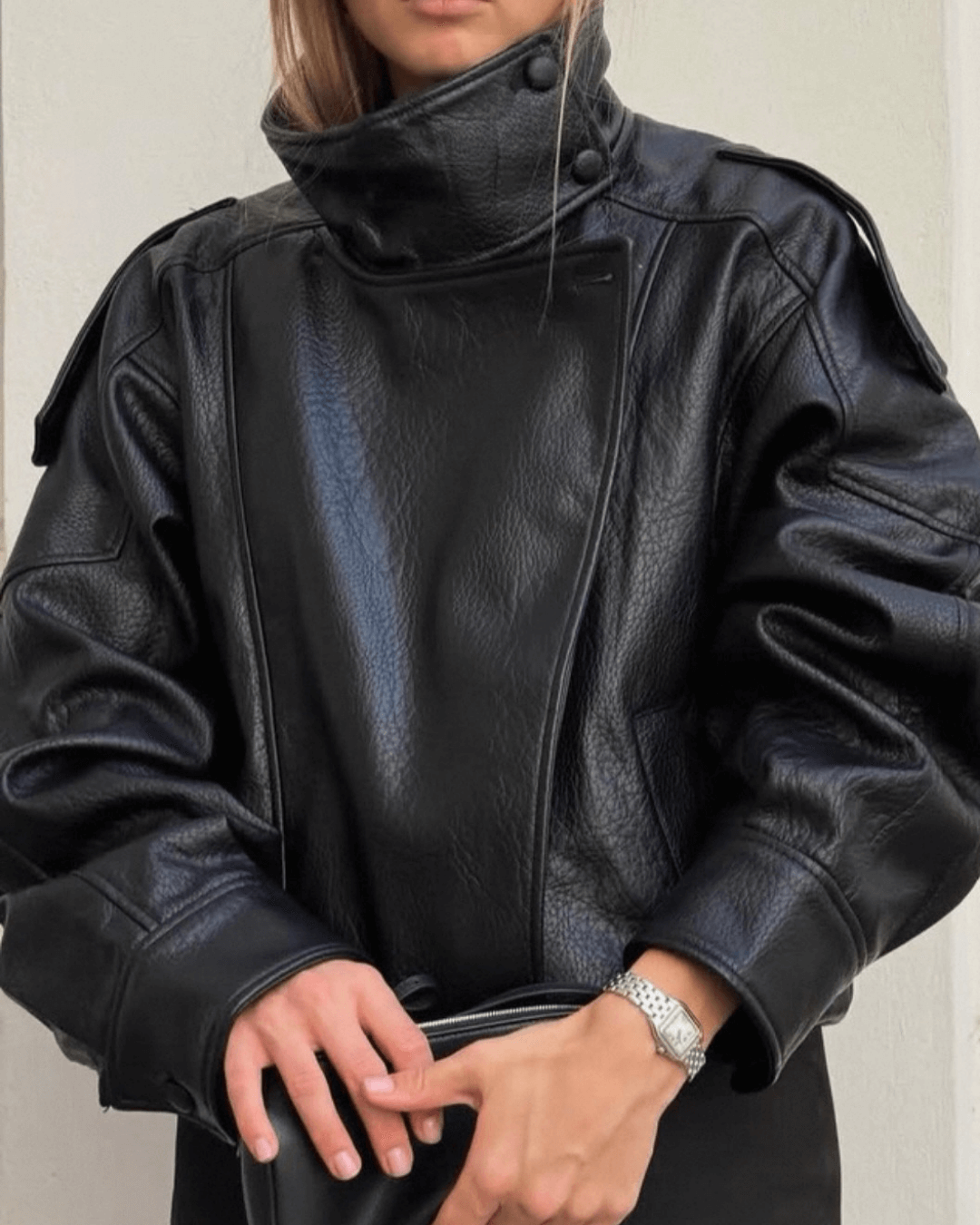 Veste en Cuir Asymétrique