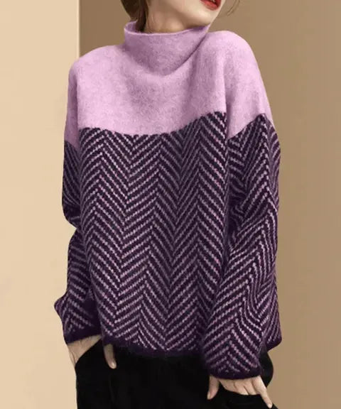 Pull femme à col montant doux et confortable