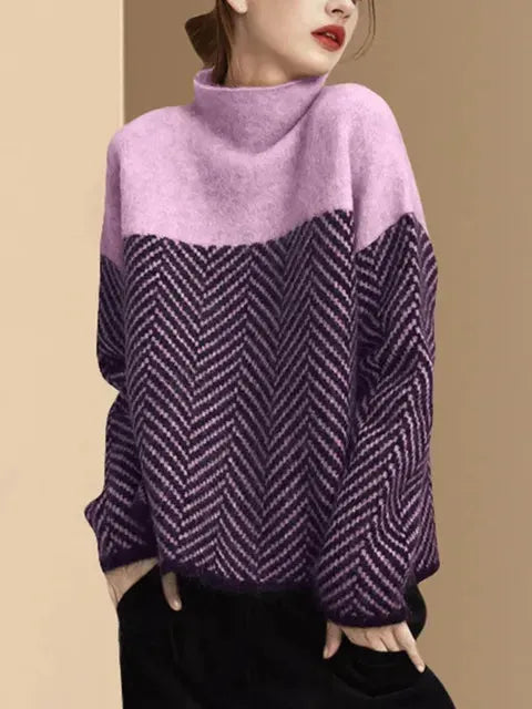 Pull femme à col montant doux et confortable